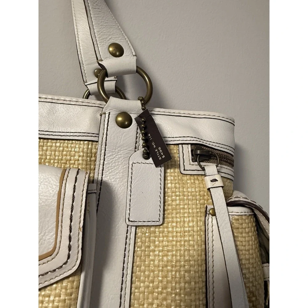Y2k Coach Legacy  Woven Tote Zip Top Buckle Accent Inner/Outer Pockets Gold